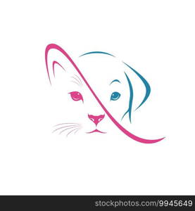 Vector of dog face and cat face design on white background. Pet.  Animal. Easy editable layered vector illustration.