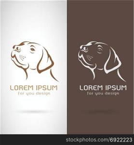 Vector of dog head design on white background and brown background, Logo, Symbol, label, Animals
