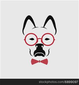 Vector of dog wearing glasses on white background. Animal fashion.