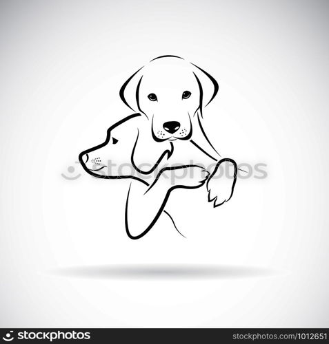 Vector of dogs hug each other on white background., Pet., Animals., Labrador Retriever., Easy editable layered vector illustration.