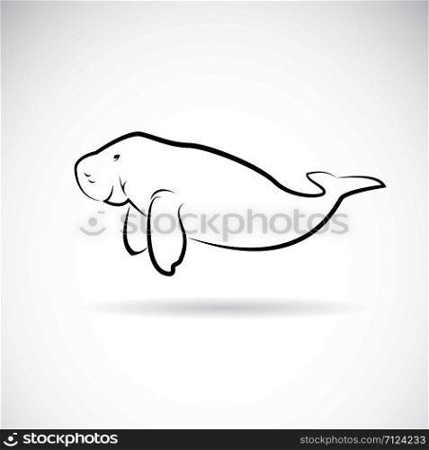 Vector of dugong design on white background. Wild Animals. Easy editable layered vector illustration.
