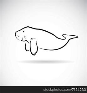 Vector of dugong design on white background. Wild Animals. Easy editable layered vector illustration.