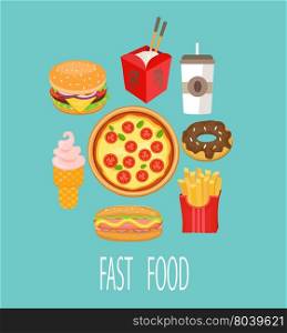 Vector of fast food. Symbols and signs.