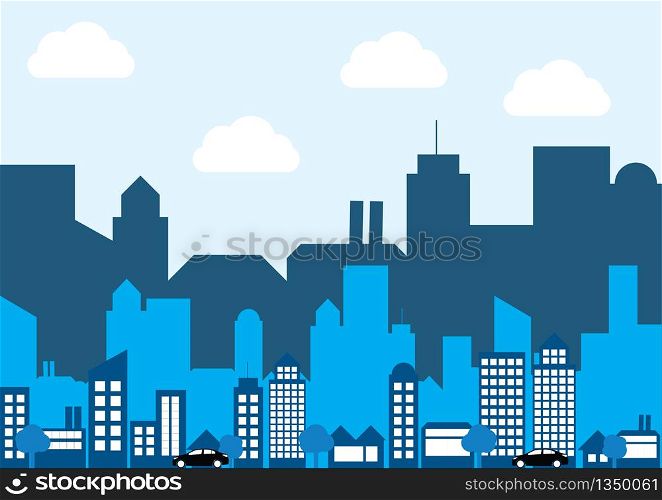 Vector of flat layer silhouette city