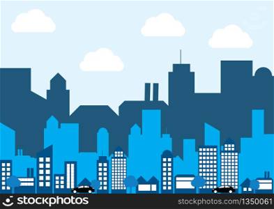 Vector of flat layer silhouette city