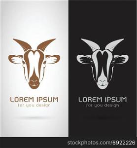 Vector of goat head design on white background and black background, Logo, Symbol, label, Animals