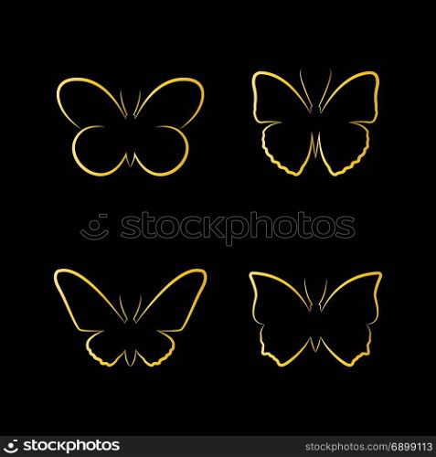 Vector of golden butterfly on black background. Insects, Animals