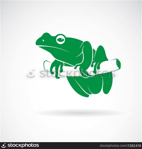 Vector of green frog on a tree branch isolated on white background. Animal. Amphibians. Easy editable layered vector illustration.