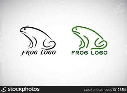 Vector of green frogs and black frog on white background. Amphibian. Animal. Frog logo or Icon. Easy editable layered vector illustration.