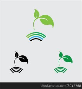 vector of green plant farm logo concept in gray background