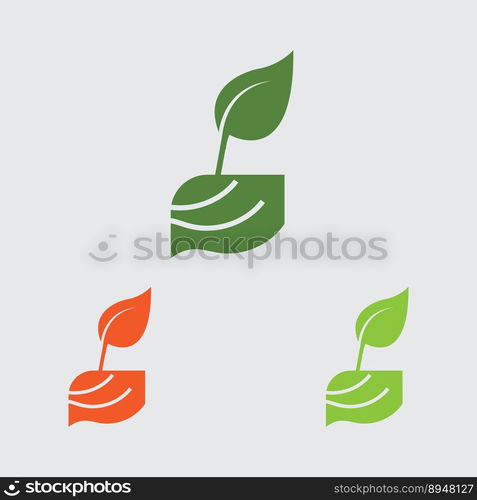 vector of green plant farm logo concept in gray background