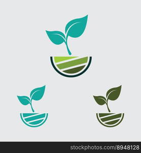 vector of green plant farm logo concept in gray background