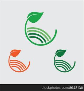 vector of green plant farm logo concept in gray background