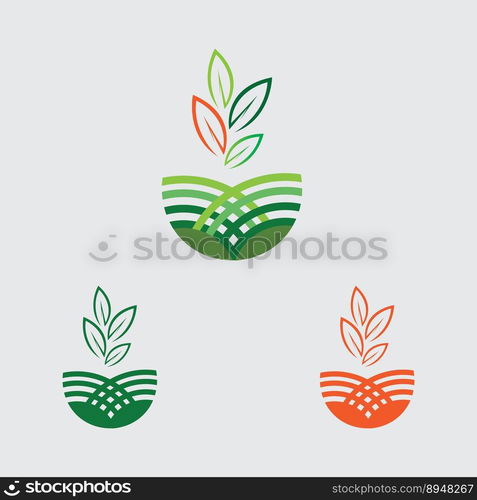 vector of green plant farm logo concept in gray background