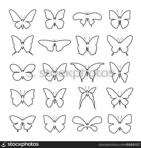 Vector of group shape of a butterfly on white background. Butterfly icon. Insect.