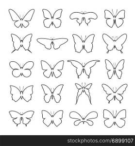 Vector of group shape of a butterfly on white background. Butterfly icon. Insect.