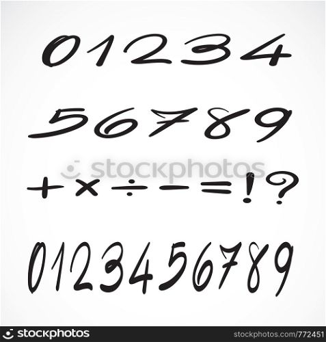 Vector of hand drawn number isolated on white background. Group numbers. Easy editable layered vector illustration.