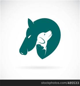Vector of horse and dog and cat on white background. Pets logo or icon. Easy editable layered vector illustration. Animal. Pet.