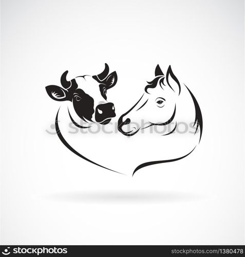 Vector of horse head and cow head design on a white background. Animals farm. Easy editable layered vector illustration.