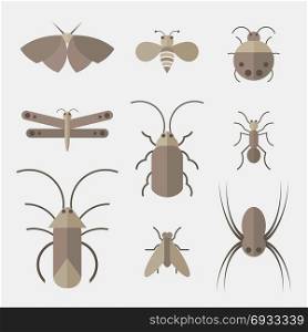 Vector of insects group on white background. Insect. Animal. Insects Icon.