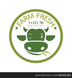 Vector of label with the head of a cow on a white background. Farm fresh. Logo Animal. Easy editable layered vector illustration.
