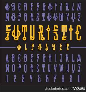 Vector of modern futuristic font and alphabet. Typography for labels, headlines, posters