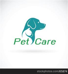 Vector of pet care shop design on white background. Dog and Cat. Logo Animal