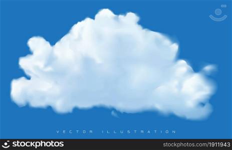 Vector of realistic white cloud on blue sky background.