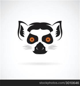 Vector of ring-tailed lemur head design on white background. Wild Animals. Easy editable layered vector illustration.