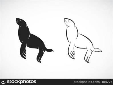 Vector of sea lion design on white background. True seal or earless seal., Wild Animals. Easy editable layered vector illustration.