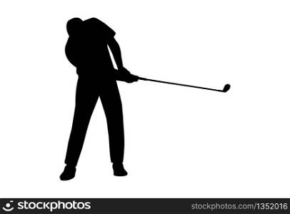 vector of silhouette golfer swing the sand weigh club