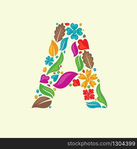 vector of Simple multi color floral shapes as initial letter a