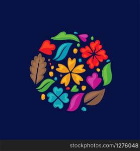 vector of Simple multi color flower shapes as a circle