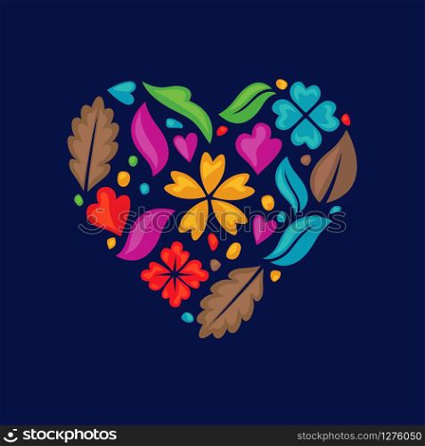 vector of Simple multi color flower shapes as a hearth