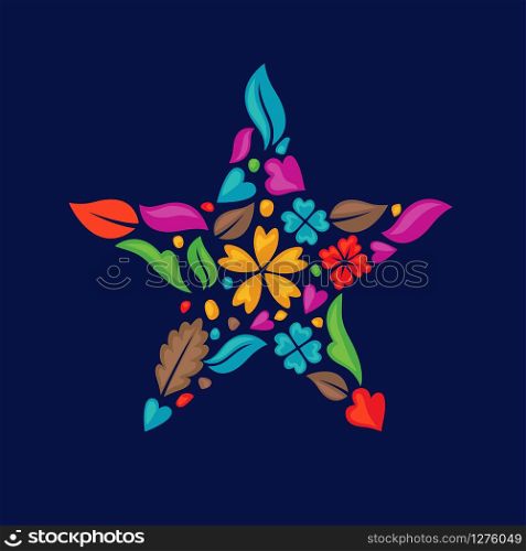 vector of Simple multi color flower shapes as a star