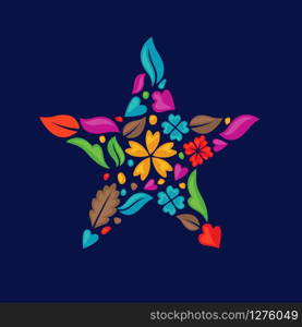 vector of Simple multi color flower shapes as a star