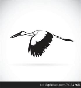 Vector of stork flying on white background. Stork Icon. Bird Design.