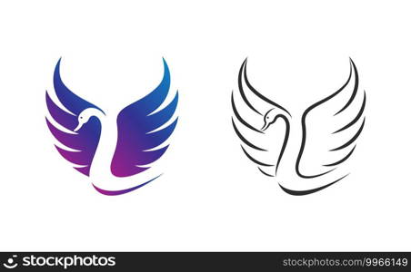 Vector of swan design on white background. Easy editable layered vector illustration. Wild Animals. 