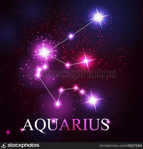 vector of the aquarius zodiac sign of the beautiful bright stars on the background of cosmic sky