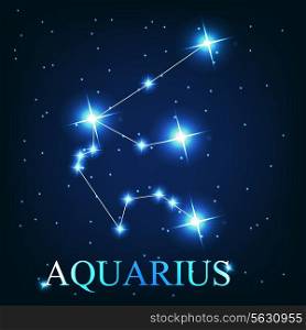vector of the aquarius zodiac sign of the beautiful bright stars on the background of cosmic sky