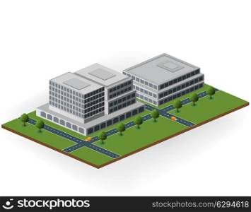 Vector of the building in shades of gray to green