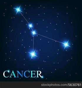 vector of the cancer zodiac sign of the beautiful bright stars on the background of cosmic sky