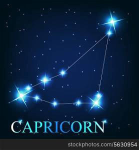 vector of the capricorn zodiac sign of the beautiful bright stars on the background of cosmic sky