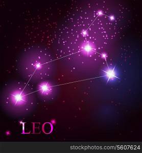 vector of the leo zodiac sign of the beautiful bright stars on the background of cosmic sky