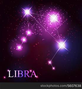 vector of the libra zodiac sign of the beautiful bright stars on the background of cosmic sky