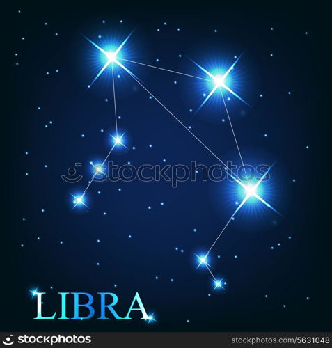 vector of the libra zodiac sign of the beautiful bright stars on the background of cosmic sky