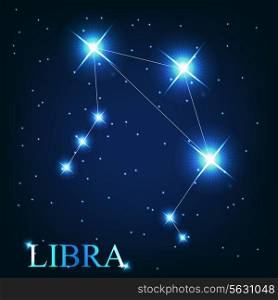 vector of the libra zodiac sign of the beautiful bright stars on the background of cosmic sky