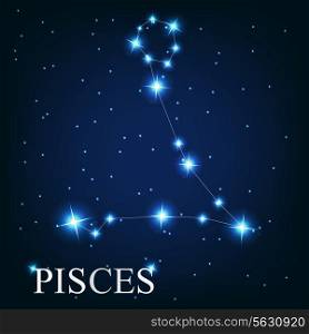 vector of the pisces zodiac sign of the beautiful bright stars on the background of cosmic sky
