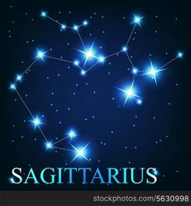 vector of the sagittarius zodiac sign of the beautiful bright stars on the background of cosmic sky