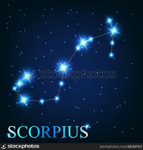 vector of the scorpius zodiac sign of the beautiful bright stars on the background of cosmic sky